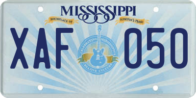 MS license plate XAF050