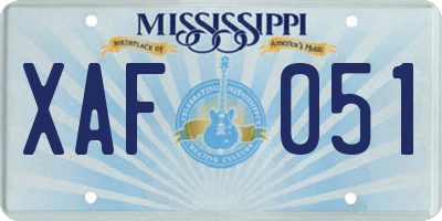 MS license plate XAF051