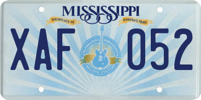 MS license plate XAF052