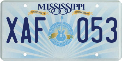 MS license plate XAF053