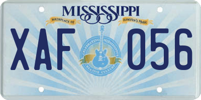 MS license plate XAF056