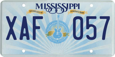 MS license plate XAF057