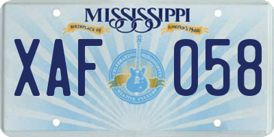 MS license plate XAF058