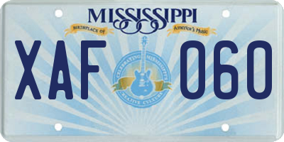 MS license plate XAF060