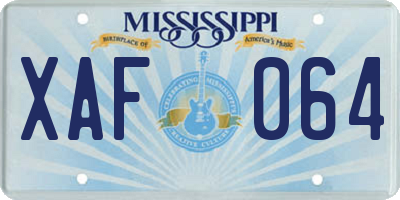 MS license plate XAF064