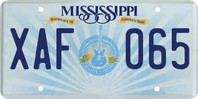MS license plate XAF065
