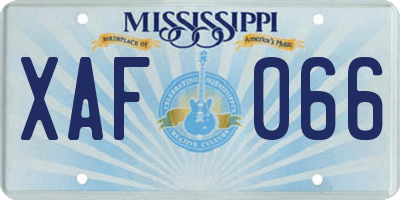 MS license plate XAF066