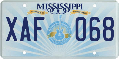 MS license plate XAF068
