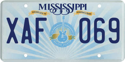 MS license plate XAF069