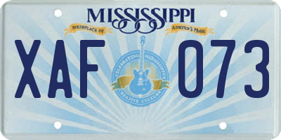 MS license plate XAF073