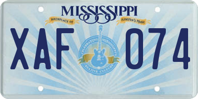 MS license plate XAF074