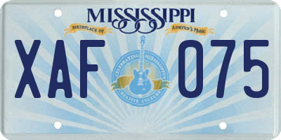 MS license plate XAF075