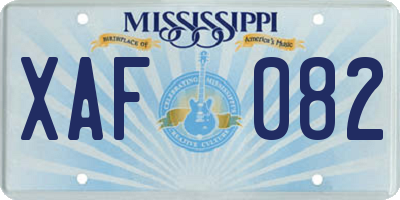 MS license plate XAF082