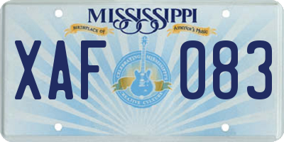 MS license plate XAF083