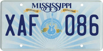 MS license plate XAF086