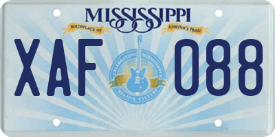 MS license plate XAF088