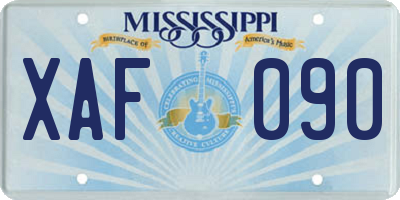 MS license plate XAF090