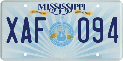 MS license plate XAF094