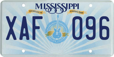 MS license plate XAF096
