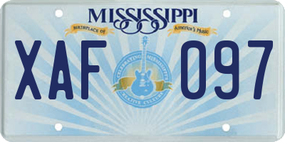 MS license plate XAF097