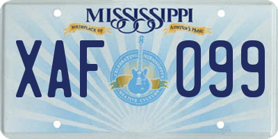 MS license plate XAF099