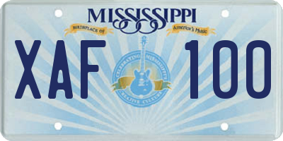 MS license plate XAF100