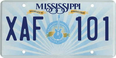 MS license plate XAF101