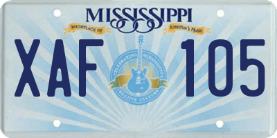 MS license plate XAF105