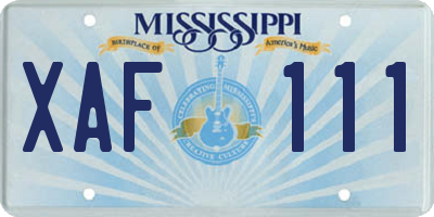 MS license plate XAF111