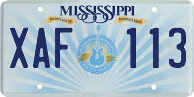 MS license plate XAF113