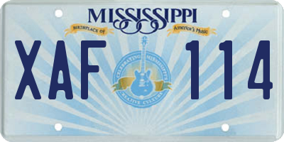 MS license plate XAF114