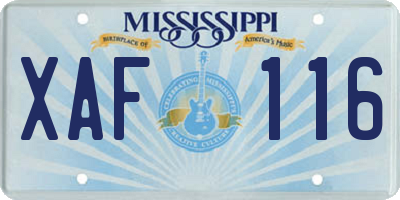 MS license plate XAF116