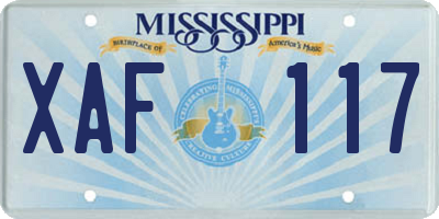 MS license plate XAF117