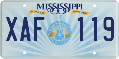 MS license plate XAF119