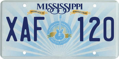 MS license plate XAF120