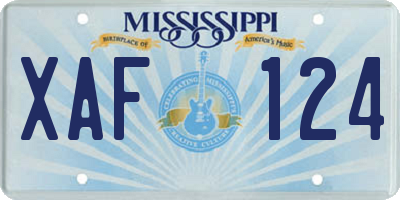 MS license plate XAF124