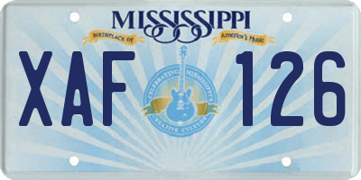 MS license plate XAF126