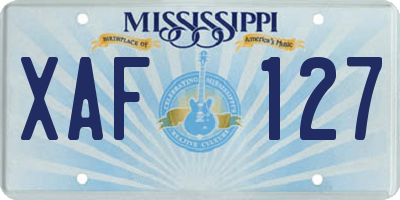 MS license plate XAF127