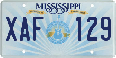 MS license plate XAF129