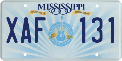 MS license plate XAF131