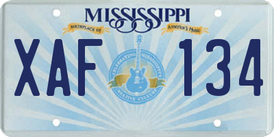 MS license plate XAF134