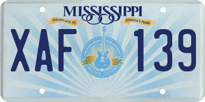 MS license plate XAF139