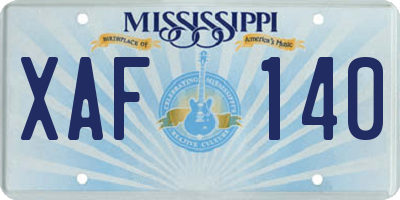MS license plate XAF140