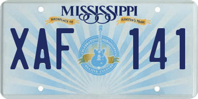MS license plate XAF141