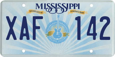 MS license plate XAF142