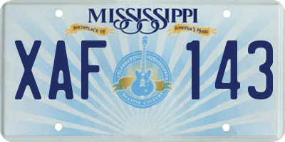 MS license plate XAF143