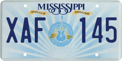 MS license plate XAF145