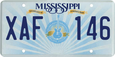 MS license plate XAF146