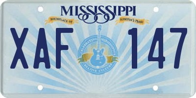 MS license plate XAF147