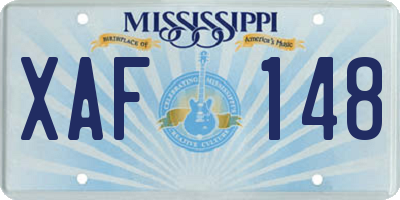 MS license plate XAF148